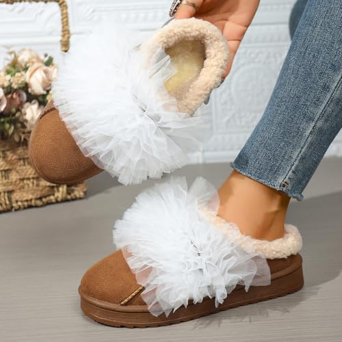 Fuzzy Slippers for Women Men Cozy Warm Shoes Outdoor Faux Fur Lined Winter House Shoes Suede Sandals Slides3
