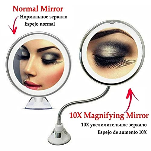 Espejo de Maquillaje con LED y Luz 10X Blanco miniatura 4