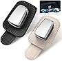 2 Packs Car Glasses Holder Universal Car Visor Sunglasses Holder Clip Leather Eyeglasses Hanger and Ticket Card Clip Eyeglasses Mount for Car (Black, Brown)