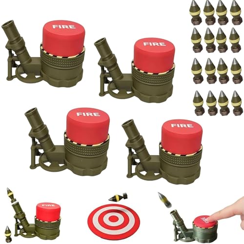 Air Slam Mortar Launcher| Over 20ft/6m High, 2026 Upgrade 3D Printing Mortar Launcher Play Set, Push Type Mortars Launchers, with Target & 4 Projectiles, Battery-Free Game Gift for All Ages (4pcs)
