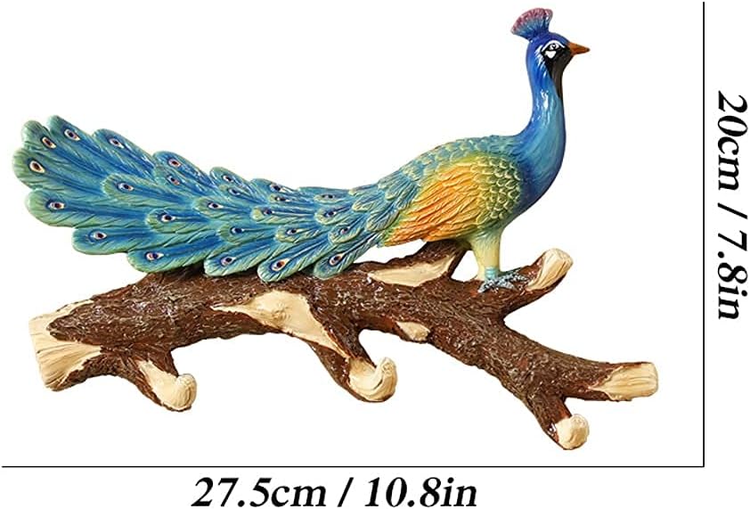 Coat Hooks Chinese Creative Peacock Sculpture Hanger Bedroom Living Room Corridor Floating Decoration Pendant Resin Hallway Wall Hanging Coat Rack (Color : A) (A) (A)
