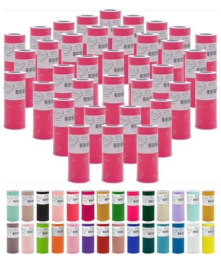 Image of Expo International Value Pack of Decorative Matte, 36 Rolls /Spools of 6 inch Tulle, 6 Inch x 25 Yards (Pack of 36), Hot Pink