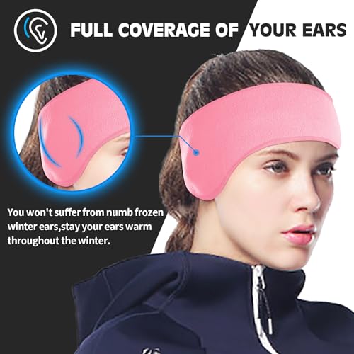 Image of Lauzq Fleece Ear Warmers /Muffs Headband for Men & Women & Kids Perfect for Cycling Skiing Workout Yoga Running & Riding Motorcycle in Winter - Stay Warm & Performance Stretch