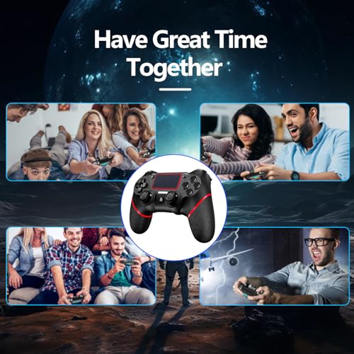 Image of SZYUYU Wireless Controller for Ps4 Romote Compatible with Ps4 /Slim /Pro /Windows PC, Controller for Ps4 with 3.5mm Audio Jack, Touch Pad,Six Axis Motion Control, Charging Cable(BLACK RED)