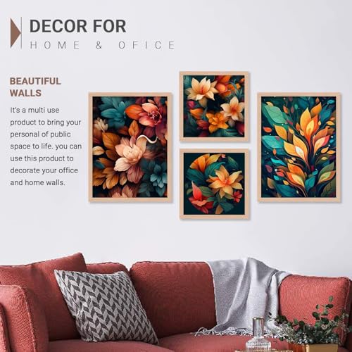 Image of kotart Aesthetic Modern Wall Decor Paintings with Frame for Home Decoration - Painting for Living Room Bedroom - Painting for Wall Decoration Set of 4 (Art 8, Big (13x17 or 13x13 inch))