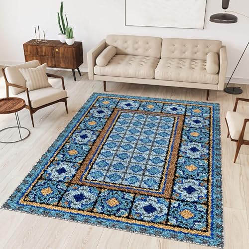 Tehocwiz Large Latch Hook Kits for Adults 38x52 cm Latch Hook Rug Kits Rug Making Kit for Adults Printed Color Canvas Crocheting Crafts Embroidery for Beginners