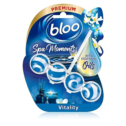 Image of Bloo Spa Moments Vitality Toilet Rim Block, Premium Toilet Cleaner with Essential Oils, Toilet bowl freshener with Relaxing and Long-Lasting Scent - 1 x Toilet Block.
