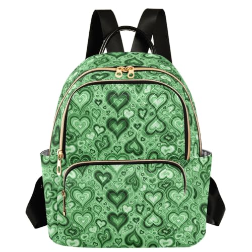 Mochila verde Love Y2k Swirls cómoda para paseos y universidad de mujer