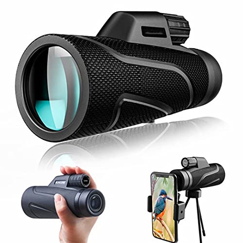 MJLING Monokular Teleskop Nachtsicht, Monokular Klein Kompakt Hd Monokulare Mit Smartphone Halter Stativ Wasserdichtes Dual Focus Fernrohr FüR Vogelfreunde Jagd Camping Wandern Camping Cover
