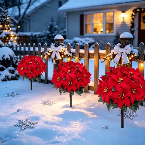 3Pcs Artificial Flowers for Outdoor Geraniums Fake Plants Christmas Decor - image 5
