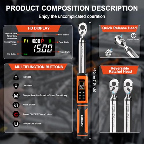 coobeast Digital Torque Wrench 3/8 Drive