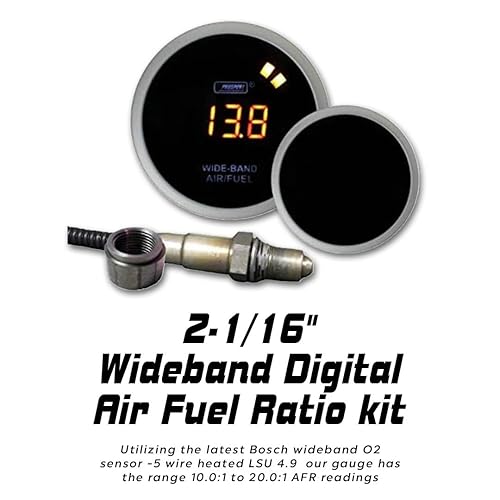 Prosport - Kit de medidor de relación de combustible de aire de banda ancha con pantalla digital ámbar de 2.047 in 2-1/16 Sensor Bosch LSU 4.9 O2