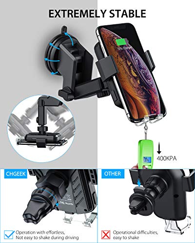 Wireless Car Charger, Chgeek 15W Fast Charging Auto Clamping Car Mount Phone Holder Fit For Iphone 14 13 12 11 Pro Max Xs Max Xs Xr X 8+, Samsung Galaxy S23 Ultra S22 S21 S20 10+ S9+ Note 9, Etc #TOP6