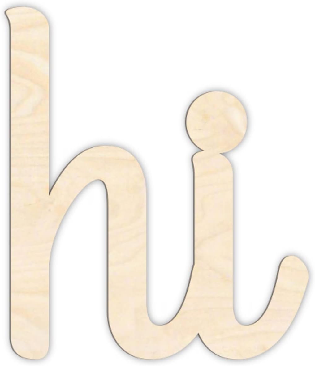 Hi Sign Wooden Cutout 1/8 Baltic Birch DIY Craft Door Wreath Decor (7x6 - 1/8, Hi)