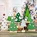 SUNBEAUTY Christmas Table Decorations 7PCS Mini Christmas Trees Felt Centerpieces for Table Decoration with Wooden Base Christmas Tabletop Home Holiday Xmas Party Decor