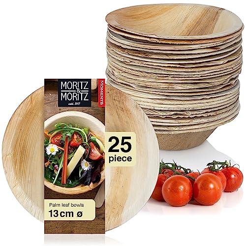 Moritz & Moritz Disposable Bowls 25 pcs - 25 Paper Bowls Approx. 10 cm Ø Depth Approx. 3 cm - Alternative to Bamboo Plates and Bamboo Crockery