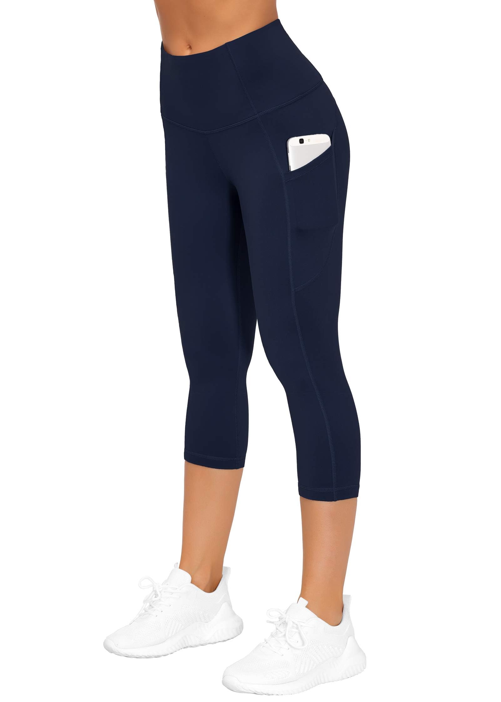 THE GYM PEOPLE Legging Sport Femme 7/8 à Taille Haute avec Poches pour Contrôle du Ventre - Yoga, Entraînement, Course à Pied, Quotidien