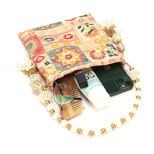 Image of LONGING TO BUY Indian Ethnic Pearls & Sequence Potli Bag for Women, Wedding Potli Bag and For Ethnic Wear