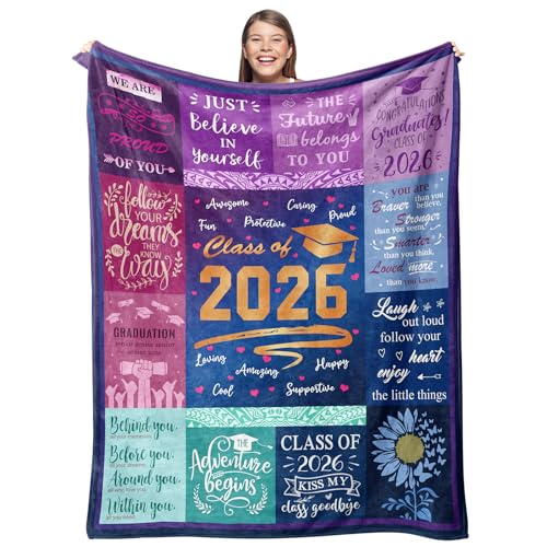 Gevuto Graduation Gifts Blanket - 2026 High School College Graduation Gifts for Her Him - Class of 2026 Throw 50