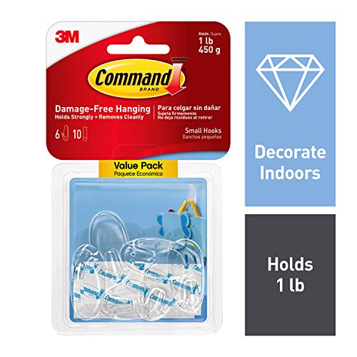 Command Oval Hooks, Indoor Use, 6 Hooks, 10 Strips, Decorate Damage-Free (17092CLR-6ES) - image 1