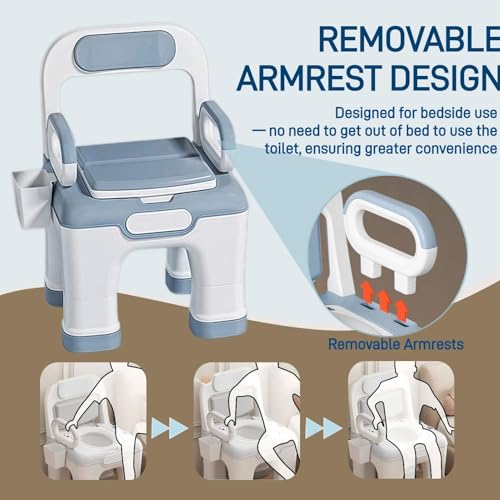 Siège de toilette rembourré avec dossier pour chaise percée - 5