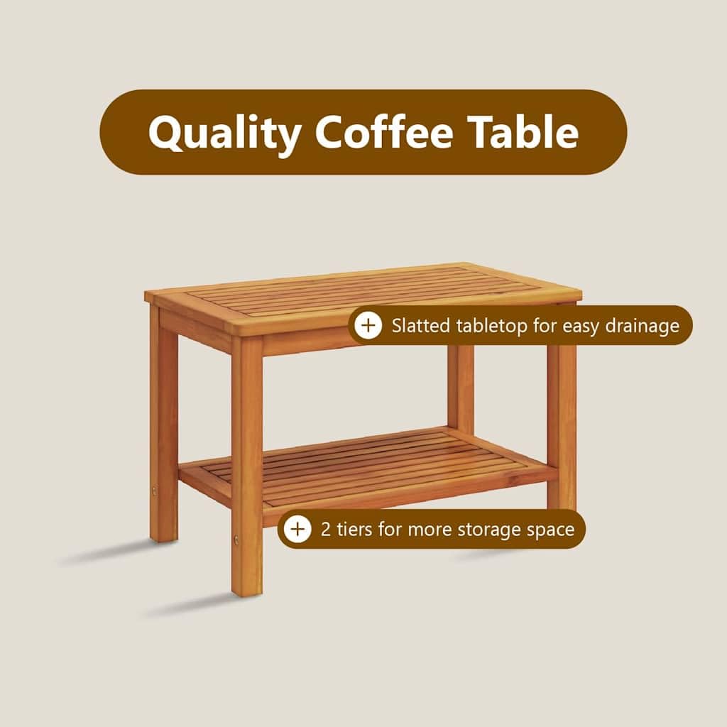 vidaXL Tavolo Laterale Olio Naturale 70 x 40 x 45 cm, Tavolo da Giardino, Stile Rustico, Utilità Esterno, Superficie Patio, caffè per Il Giardino