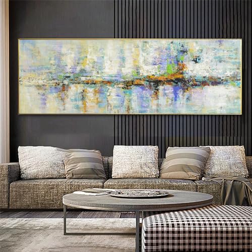 Tableau abstrait de salon 70x140 cm, peinture à l'huile moderne pour décoration murale chic