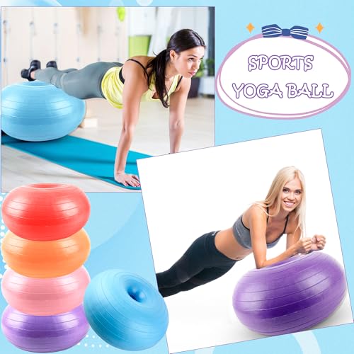 Octaday 5 peças de bola de exercício de donuts com bomba de mão, bola de exercício inflável durável,