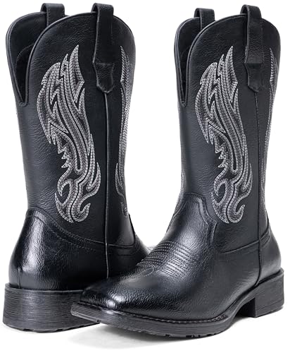 Image of Jousen Cowboy Boots for Men Embroidery Men's Western Boots Retro Square Toe Mens Boot Botas Vaqueras Para Hombre