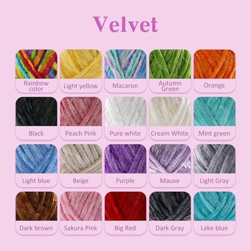 Image of 3 Skeins Soft Fluffy Velvet Yarn, Chenille Chunky Yarn for Hand Knitting and Crocheting DIY Craft, Amigurumi Crochet Yarn(3x196.8yds, 3x3.5oz) (Light Yellow)