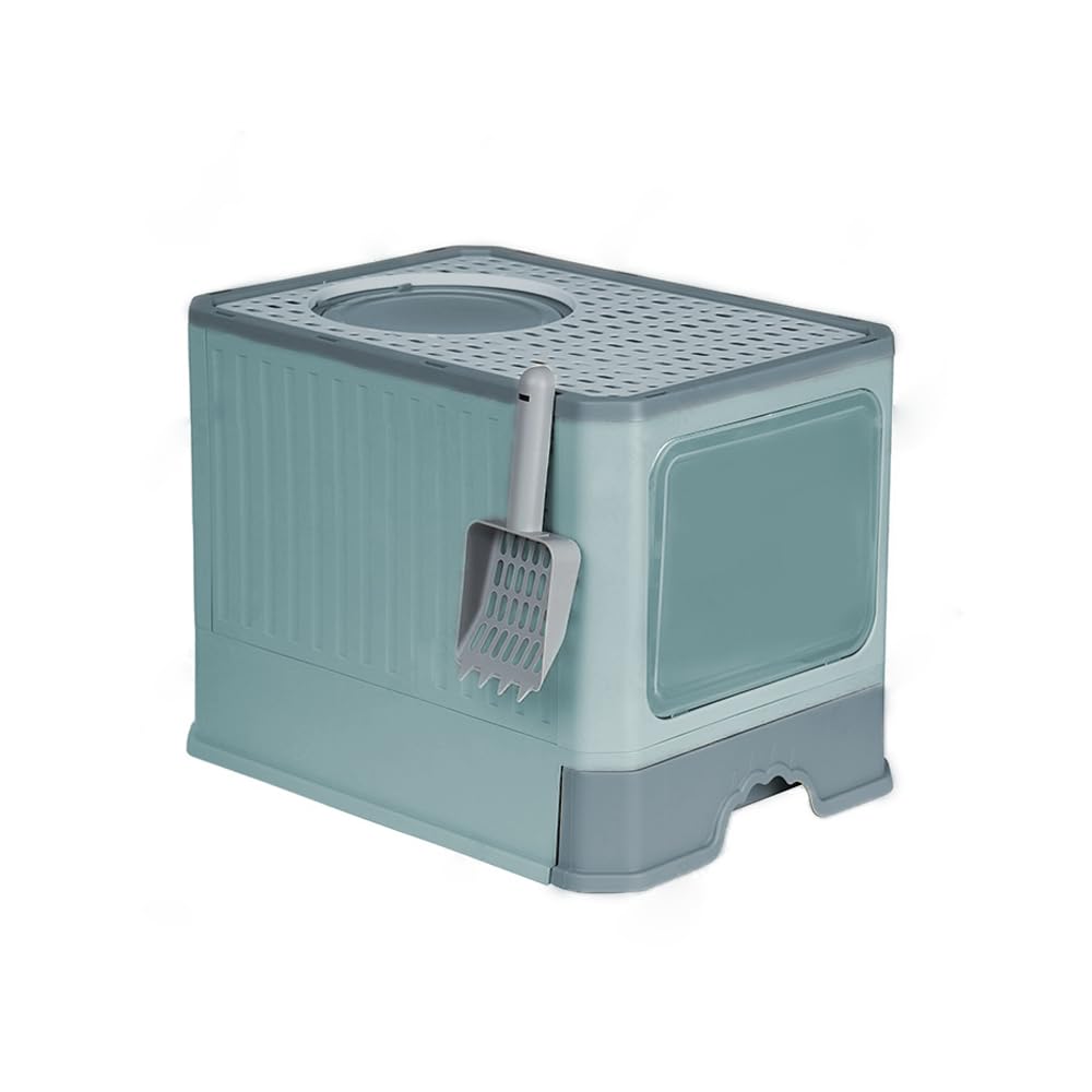 TOMVAES Foldable Cat Litter Box,Portable Litter Box,Top Entry Cat Litter Box with Lid and pet Shovel,No Smell Easy to Clean