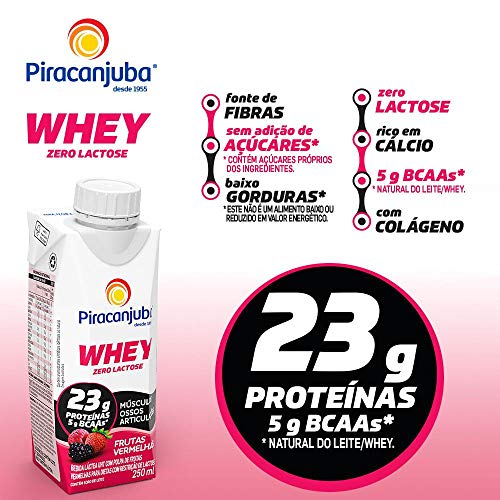 Kit 3 Piracanjuba Whey Zero Lactose Cacau e 3 F.vermelhas