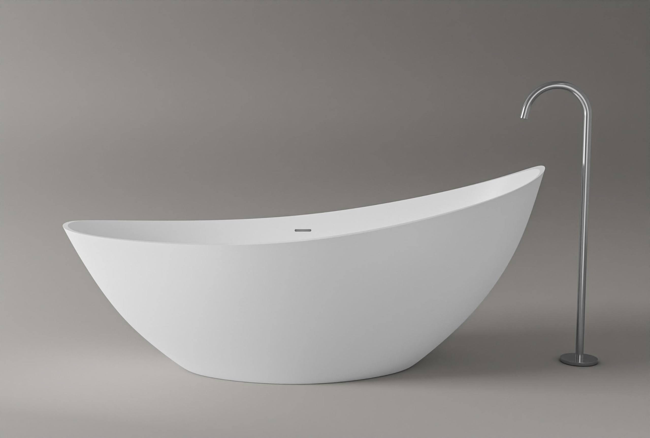 BERNSTEIN - Baignoire îlot ovale Blanc mat Acrylique + Bonde et trop plein, 285L - 184x79x77cm (lxLxH) - VICE 2.0