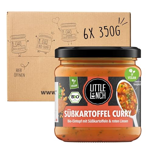 Little Lunch Bio Süßkartoffel Curry, 100 Prozent Bio-Qualität, Vegan, Ohne zugesetzten Zucker, Laktosefrei, Keine künstlichen Zusätze, Ohne Geschmacksverstärker, 6 x 350g