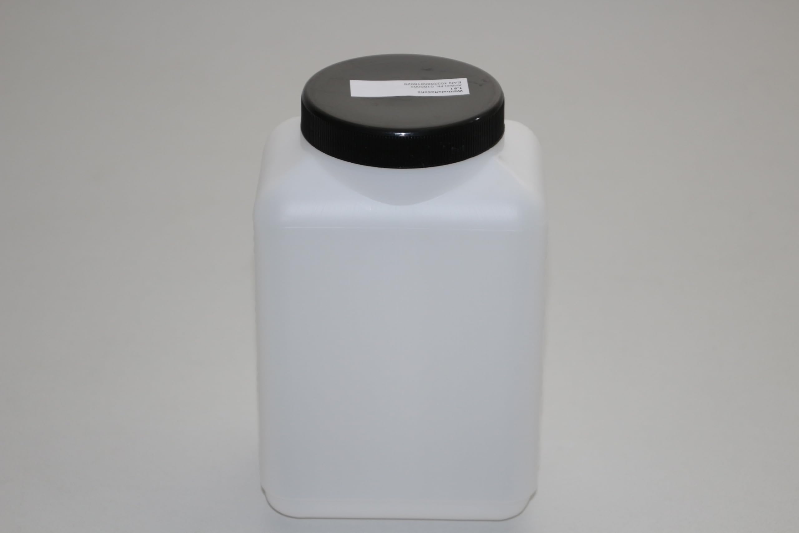 Weithalsflasche Vierkantflasche 1500 ml Kunststoff (HDPE) mit Schraubdeckel und PE-Dichtung