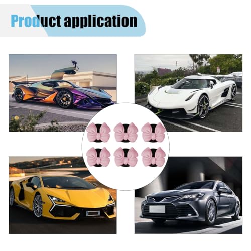 Image of 6PCS Bow Car Air Freshener Clips, Cute Air Conditioning Vent Clip, Aesthetic Car Interior Decoration Accessories, Automotive Dashboard Air Vent Trim Clip for Women Girl (Pink)