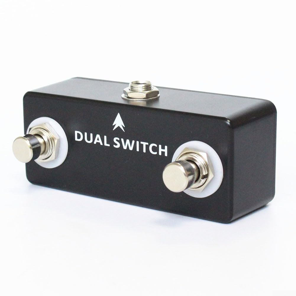Dual Switch - Pedale per chitarra True Bypass, alloggiamento in metallo | Circuito True Bypass, doppio interruttore momentaneo, alloggiamento interamente in metallo, colore nero, design compatto