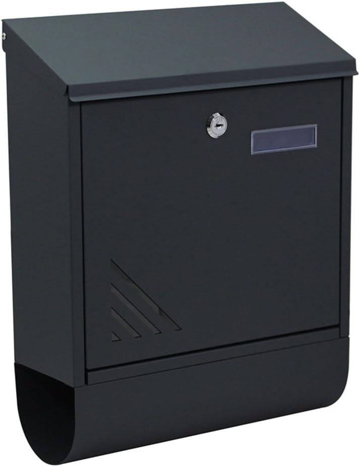 Sailun stainless steel letterbox with newspaper tube, mailbox with hinged rain cover and newspaper compartment, charcoal, C Type