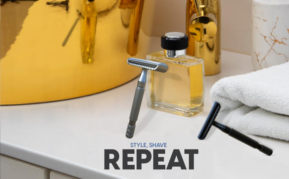 Miniatura 9 de Maquinilla de afeitar de seguridad, una sola hoja, maquinilla de afeitar de seguridad de doble filo cromada, con 10 cuchillas de afeitar de