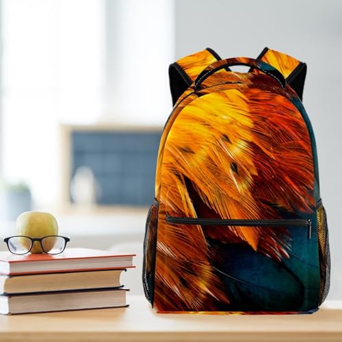 Sac à dos d'école à plumes multicolores pour ado et voyage décontracté