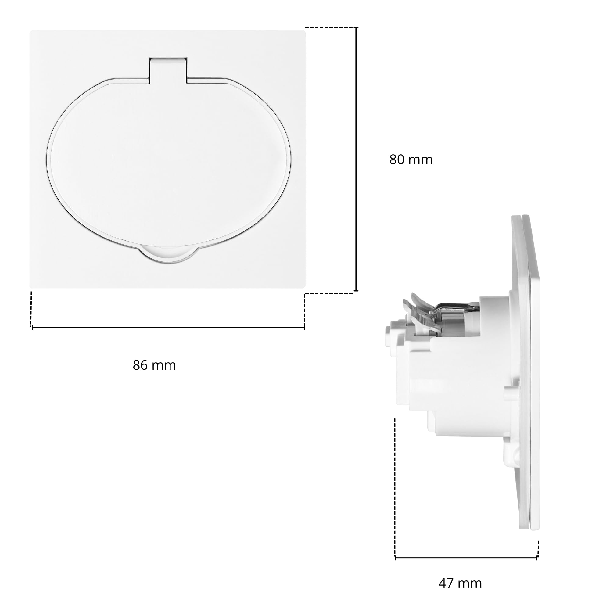 Prise électrique hermétique 1 x 2P+Z Schuko IP44 - Version Allemande (blanc)
