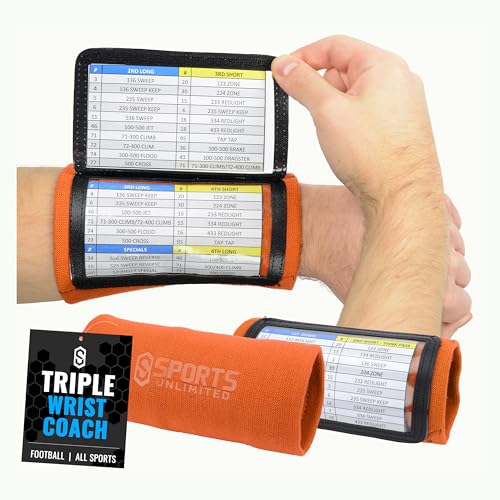 Image of Sports Unlimited Youth Triple Wrist Coach, Football Wristbands for Plays, Baseball Wristbands, QB Arm Bands