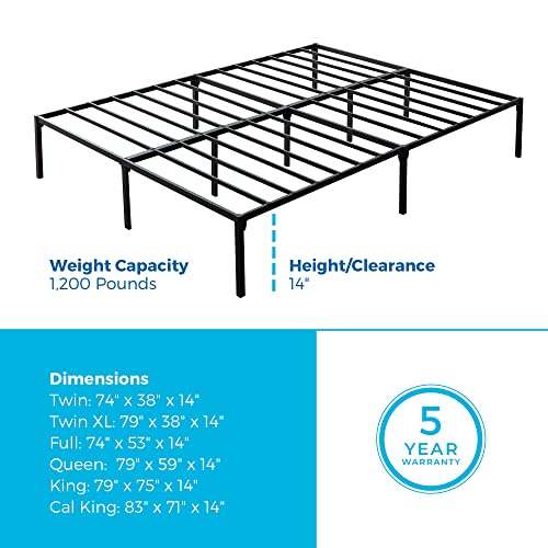 Linenspa 14” Heavy Duty Metal Platform Bed Frame – Queen Bed Frame – No Box Spring Needed – Underbed Storage #TOP2