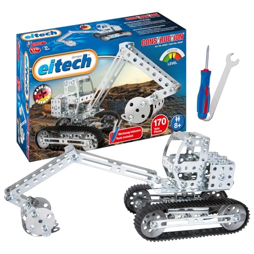 Eitech 00087 Metallbaukasten - Bagger I, Modellauto mit 170 Bauteilen, Baustellenfahrzeug, Modellauto Bausatz, Konstruktionsspielzeug für Kinder ab 8 Jahren