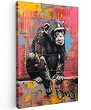 muchowow© stampe su tela moderne 20x30 cm quadro moderno soggiorno quadretti da parete room decor graffiti - scimpanzé - animali - street art - banksy