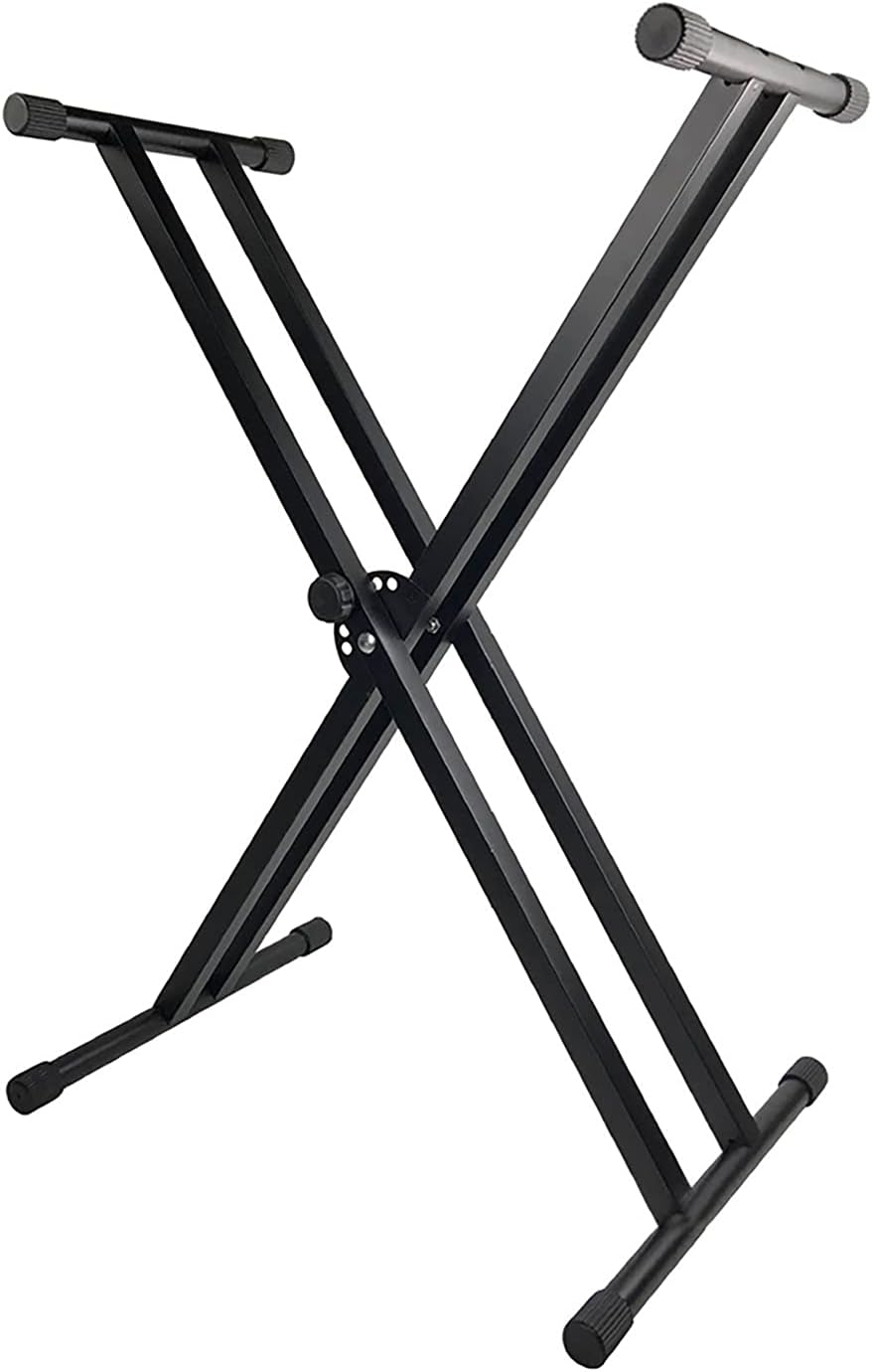 Eujgoov X Style Piano Keyboard Stand Adjustable Height and Width Portable Music Stand with Locking Anchoring Strap Fits 54 88 Key Black - Image 1 of 7