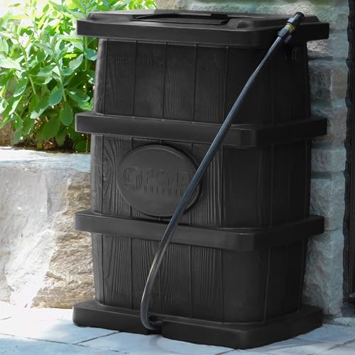 Image of FCMP Outdoor Slim Line Design Rain Barrel, 45 Gallon, Black