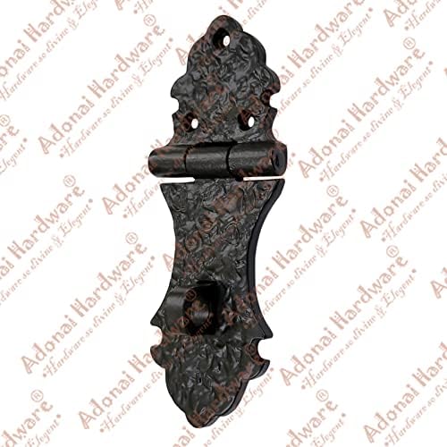 Adonai Hardware 5.50" "Hoshama" Antique Cast Iron Decorative Hasp and Staple for Chest/Trunks - Matte Black Powder Coated