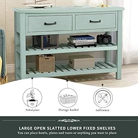 P PURLOVE Console Table Sofa Table with Drawers Console Tables for Entryway with Drawers and 2 Tiers Wood Shelf (Tiffany… 51qbfNZuERL. SS280