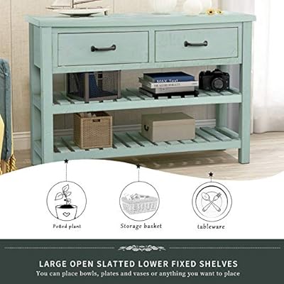 P PURLOVE Console Table Sofa Table with Drawers Console Tables for Entryway with Drawers and 2 Tiers Wood Shelf (Tiffany… 51qbfNZuERL. SS400